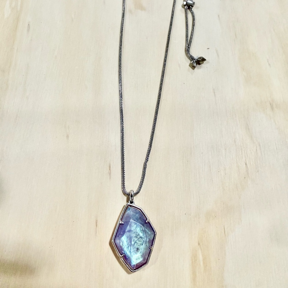 Kendra Scott Iridescent Teal Pendant Necklace - Silver
